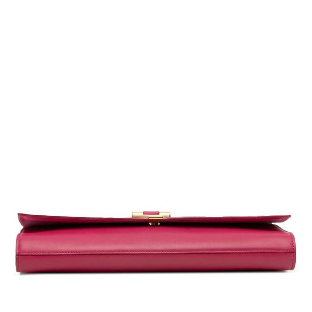 Pre Loved saint laurent Leather Clutch YSL Logo Women Pink Clutches - Picture 3 of 8